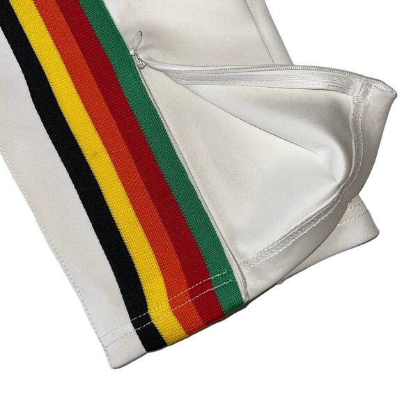 Pam & Gela Cropped Mid Rise White Track Pants Joggers Rainbow Stripes Small - Picture 8 of 14
